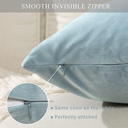 Stellhome Pack of 2 Velvet Pillow Covers Square Decorative Cushion Covers for Bed Couch Sofa Bench, 26 x 26 inch (65 x 65 cm), Silver Blue