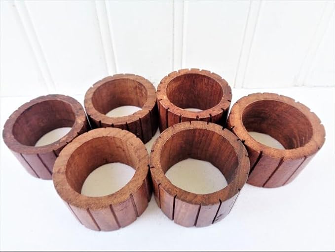 Handmade Wooden Napkin Ring Made by Artisan Beautifully Crafted and Designed in India (,Set of 12 BL)