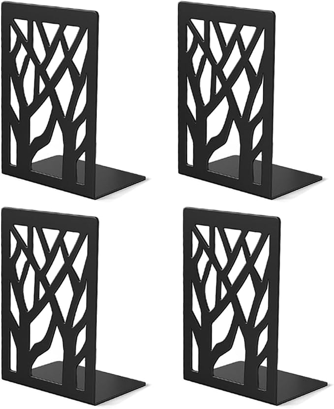 2 Pair Book Ends,Metal Book End Supports for Bookrack Desk