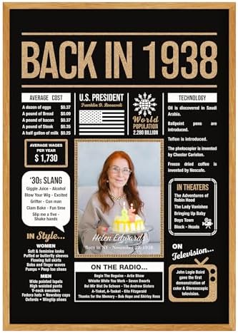 Personalized 87th Birthday Party Decorations Men, Women, Him, Her - Custom Gifts Idea For 87 Years Old, Back In The Year You Born Newspaper For 87th Birthday Poster No Frame Black Gold