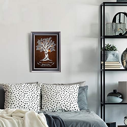 Family Tree Framed Arts Gift Family Members Names Gift for Anniversary,Valentine's day,Wedding.With Different Frame Styles Framed Size:21 5/8 x 15 1/2 inches