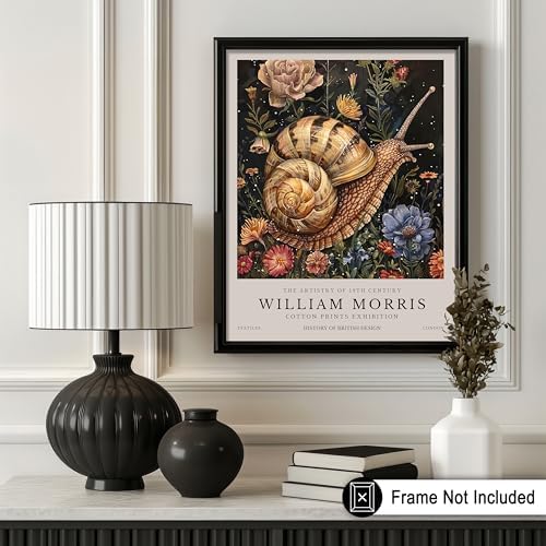Monem Art William Morris Poster - Snail Print - Flower & Botanical Art - Exhibition & Farmhouse Print - Floral & Aesthetic Art - Living Room or Bedroom Decor - 16x20 UNFRAMED Wall Art