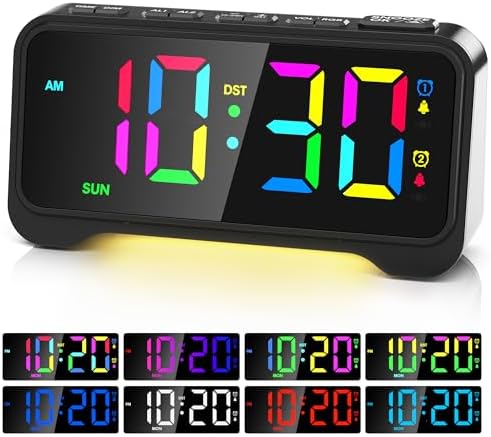 Alarm Clock for Kids Teens, Dynamic RGB Alarm Clock for Bedroom Bedside