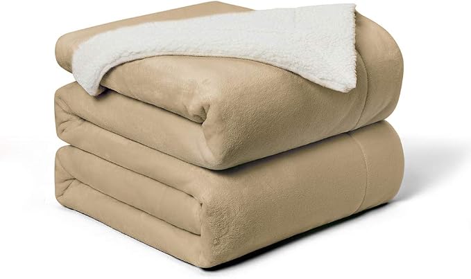 Walensee Sherpa Fleece Blanket (Queen Size 90”x90” Camel) Plush Throw Fuzzy Super Soft Reversible Microfiber Flannel Blankets for Couch, Bed, Sofa Ultra Luxurious Warm and Cozy for All Seasons