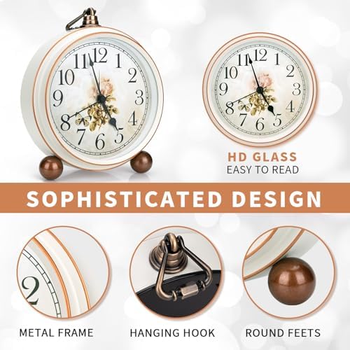 Maxspace Classic Vintage Clock - Elegant and Decorative Analog Clocks,Silent Non-Ticking Clock with Distressed Metal Frame for Office, Living Room or Bedroom