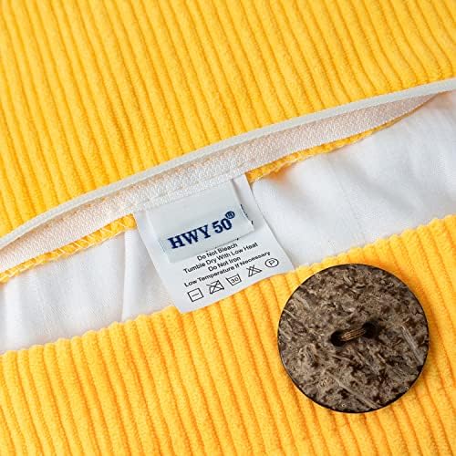 HWY 50 Yellow Chenille Throw Pillow Covers 20x20 Inch Buttons Pack of 2