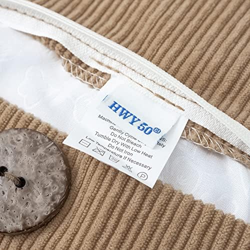 HWY 50 Taupe Chenille Throw Pillow Covers 12x20 Inch Buttons Pack of 2