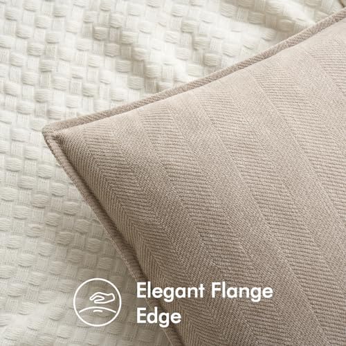 MIULEE Pack of 2 Beige Euro Shams Chenille Pillow Covers 26x26 Inch