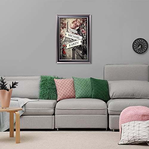 Lovers Roadcrossing Signs Framed Arts Gift,includes Names and the Date Unique Gift for the Anniversary.Framed Size:27 5/8X19 5/8 inches