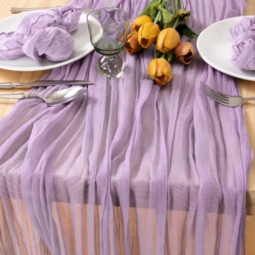 6 Pack Lilac Purple Cheesecloth Table Runner 10ft Boho Table Decor