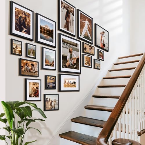 HappyHapi 4x6 Picture Frame Set of 10, Wall or Tabletop Display, Black