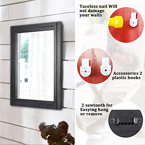 AAZZKANG Black Mirrors for Wall Rectangle Wood Framed Hanging Mirror | Decorative for Bedroom Living Room Bathroom Home Entryway