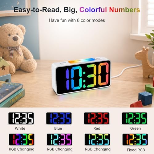 DreamSky Small Digital Alarm Clock with Night Light for Kids Bedroom