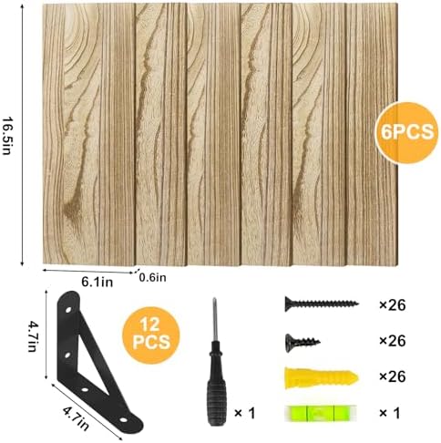 YGEOMER 16.5in Floating Shelves for Wall, Light Carbonized Brown Set of 6