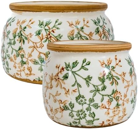 Vintage Ceramic Flower Pot, 6.5 & 9in, with Drainage & Filter