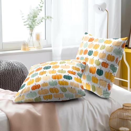 Fall Pumpkin Throw Pillow Cover 16X16 Inch Set of 2 Autumn Orange Pumpkin Outdoor Pillow Cases Colorful Autumn Thanksgiving Harvest Farmhouse Square Cushion Cover For Sofa Couch Porch Patio Home Decor