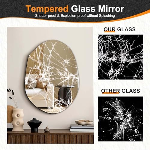 Delma Irregular Wall Mirror, 24"x18" | Compact Asymmetrical Cloud Shape, Frameless, Bathroom, Bedroom & Hallway, Modern Boho, Wall-Mounted