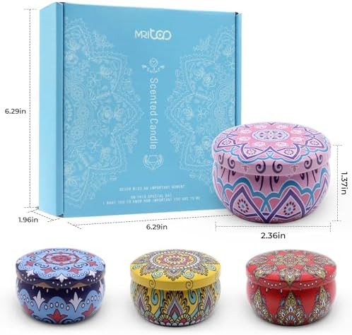 Scented Candles Gift Set for Women 4 Pack Soy Wax Candles with Dried Flowers Reusable Tin Aromatherapy Relaxation Gift for Birthday Mothers Day Valentines Day