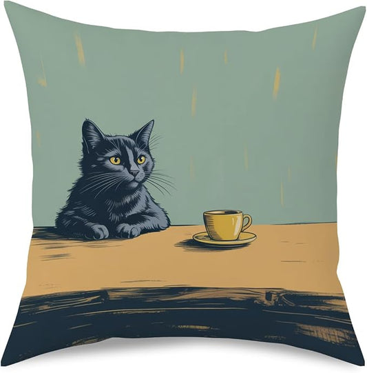 Fokongna Healed Cat Throw Pillow Covers 18 x 18 Home Decor, Art Deco Pillowcase Cushion Cover for Bed Sofa Living Room, Indoor and Outdoor use