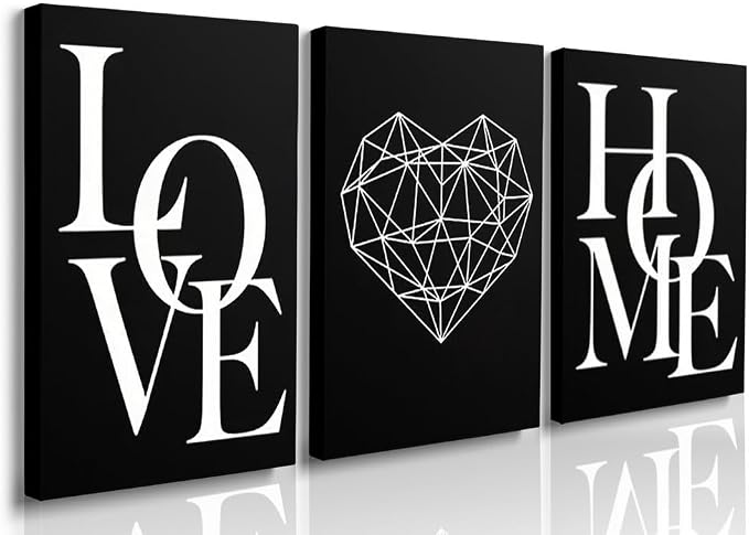 GUBIYU Love Home Wall Decor - Black and White Farmhouse Modern Home Decor - Family Love Sign - 16"x24"