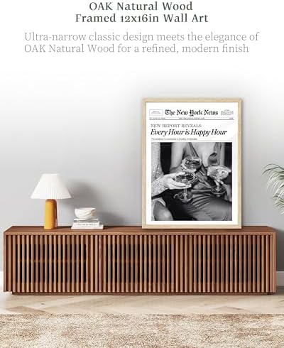iHery 12x16in Every Hour Is Happy Hour Unframed Newspaper Wall Art | Unframed Canvas Print, Retro Editorial Decor for Bedroom 1Pack