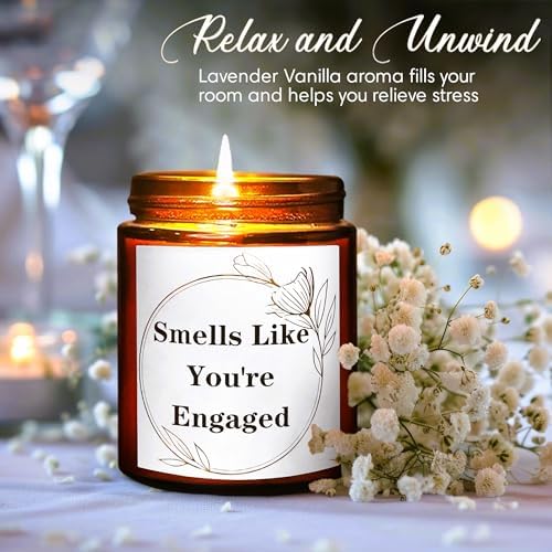You're Engaged Candles - Aromatherapy Relaxing Gifts for Women, Bride to be, Newly Engaged Couples -Bridal Shower Gift for Her - Natural Soy Wax Lavender Vanilla Scented Candle for Home