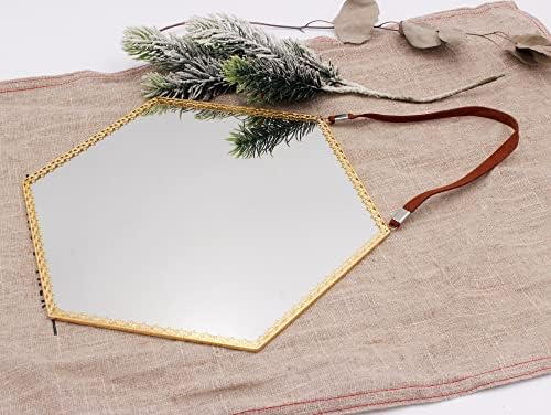 Funerom 10.2 x 10.2 inch Small Hexagonal DecorativeWall Mirror,Gold