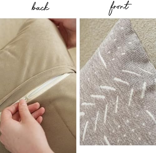 BlissBlush Decorative Lumbar Pillow Covers 12x20 Set of 2, Taupe Soft Woven Chenille Accent Pillow Covers for Couch Sofa Bed, Textured Farmhouse Cushion Covers