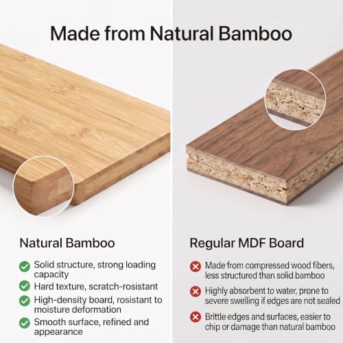 Wisuce Natural Small Corner Shelf Stand, 4-Tier Bamboo Corner Bookshelf