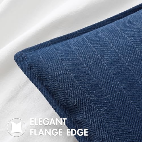 MIULEE Pack of 2 Navy Blue Decorative Chenille Pillow Covers 20x20 Inch