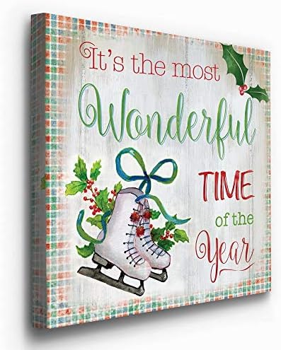 Renditions Gallery Canvas Wall Art for Christmas Decorations Most Wonderful Time of the Year Abstract Artwork for Living Room Office Home Kitchen Decor - 32"X32" LT05