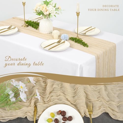 20 Pack Cheesecloth Table Runner 17 x 108 Inch, Beige