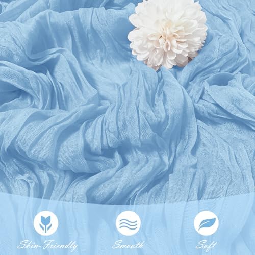 30 Pack Baby Blue Cheesecloth Table Runner 17 x 108 inch Cheese Cloth Table Runners 9ft Blue Table Runner Rustic Romantic Sheer Gauze Runner for Wedding Party Baby Shower Table Decoration