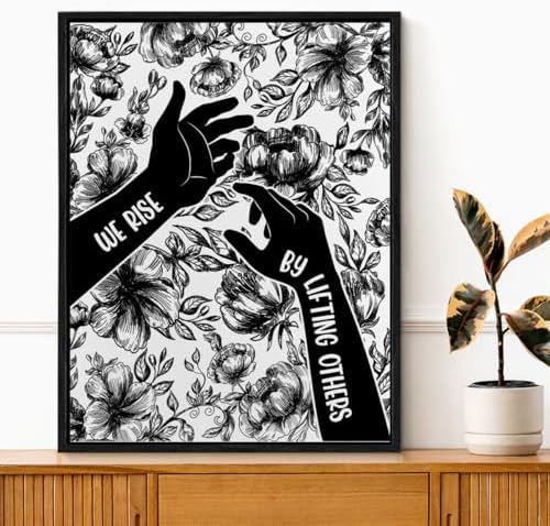 Framed Wall Art Inspirational We Rise by Lifting Others Poster Wall Decor | Social Justice Art Feminist Print Painting for Living Room Home Office Decoration 11.5x15 Inches