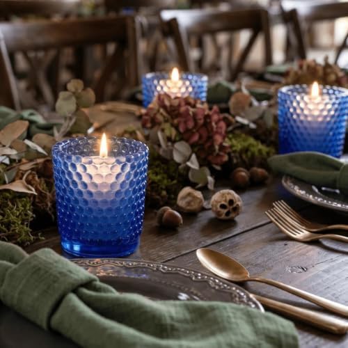 Richland Votive Candle Holders Hobnail Blue Set of 12
