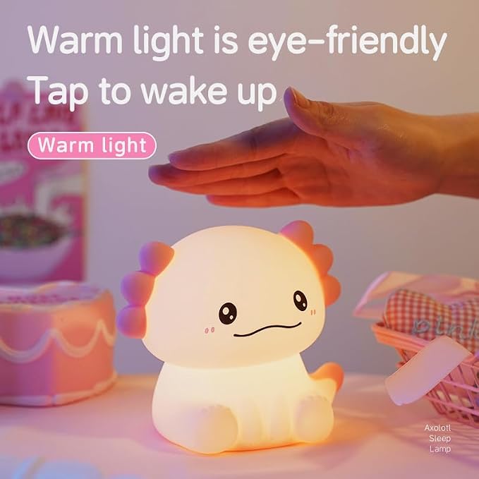 Axolotl Lamp with 7 Colors ,Rechargeable Light Table Lamp Bedside Lamp