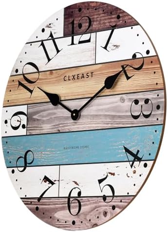 CLXEAST 24 Inch Coastal Farmhouse Wall Clocks for Living Room Decor