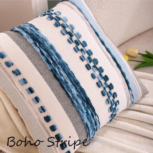 Boho Throw Pillow Covers 18x18 inch Set of 2 Sky Blue Coastal Decor