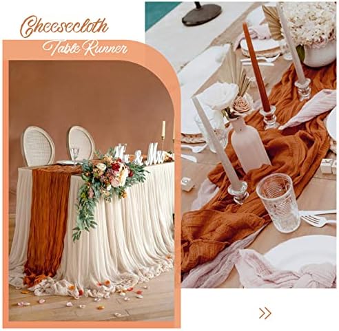 10 Pack Terracotta Cheesecloth Table Runner, Extra Wide 35x120 Inch