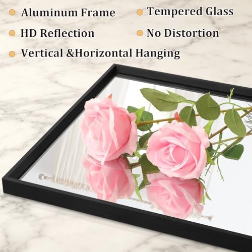 AAZZKANG Black Mirrors for Wall Rectangle Metal Framed 20"x16" | Large Hanging Mirror for Bedroom Bathroom Living Room Entryway Vertically or Horizontally Decorative