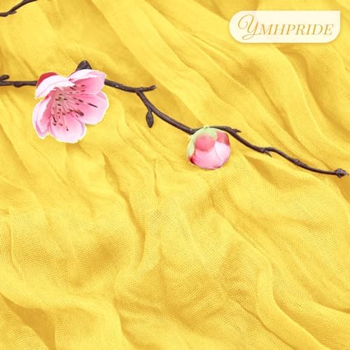 YMHPRIDE 12 Pack Cheesecloth Table Runner 35x120in Yellow Table Runner