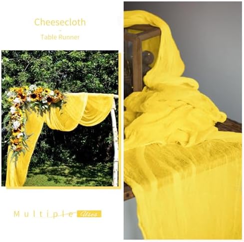 10 Pack Yellow Cheesecloth Table Runner, Extra Wide 35x120 Inch
