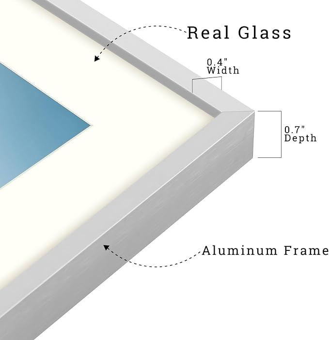 Frametory 16x24 Silver Aluminum Metal Picture Frame Mat for 12x18 Glass