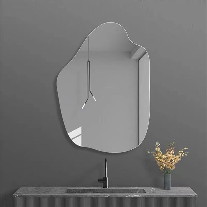 Irregular Wall Mirror Set Frameless Glass Mirror Modern Decorative Mirror for Bedroom Living Room Dressing Table Entryway Space Saving(36x40cm)