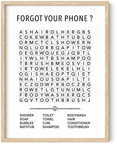 HAUS AND HUES Funny Bathroom Decor & Prints | Framed Funny Kids Bathroom Word Search Art, Beige Frame Guest Bath Wall Decor, Powder Room Humor | 12"x16"