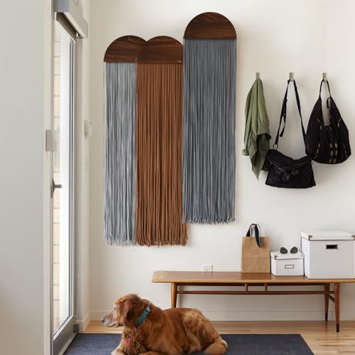 3Pcs Macrame Wall Hanging Handmade Boho Decor Yarn Craftsmanship 10"W*40"L