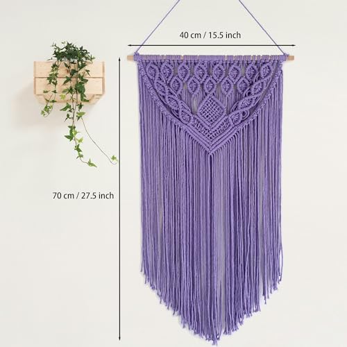 Winterdemoon Macrame Wall Hanging Boho Woven Tapestry Home Decor Purple