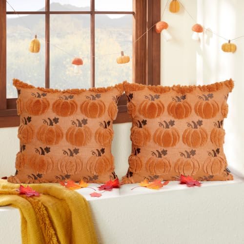 Coddsmz Fall Pumpkin Throw Pillow Covers 18x18 Inches 2PCS Halloween Decor