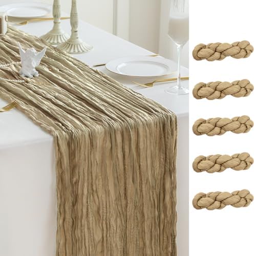 Sioloc Nude Cheesecloth Table Runner Fall Autumn Decor for Home 10ft Table Cloth for Tea Wedding Birthday Party Baby Bridal Shower Halloween Thanksgiving