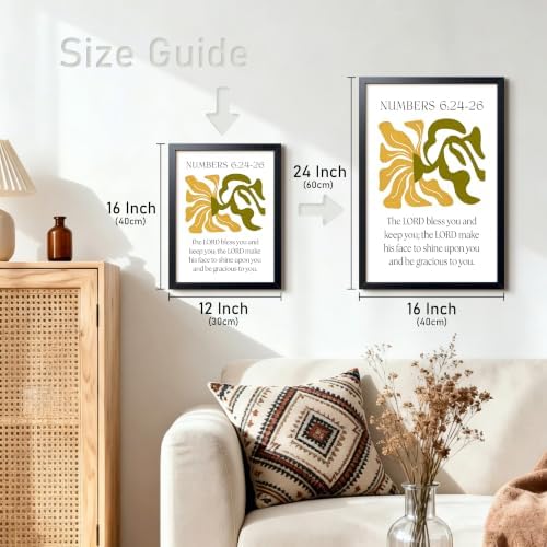 Framed Numbers 6:24-26 Bible Verse Wall Art, Christian Floral Canvas Wall Decor Painting, Boho Religious Inspirational Scripture Print Poster Picture for Living Room Bedroom Prayer Room Home Decor 16x24 Inch